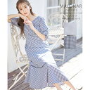 ポケット付きフロントシャーリングドロストスリーブギンガムチェックワンピース【malonar マロナー】tocco closet(トッコクローゼット) ネイビー ラベンダー