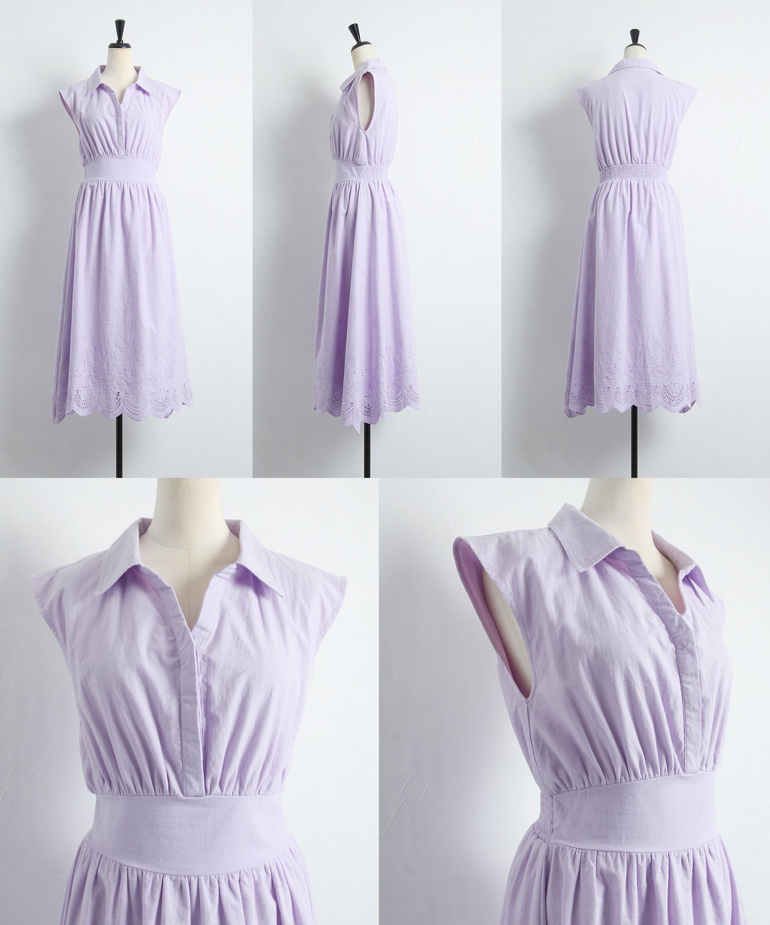 されており ナチュラルに着映える スカラップフラワーカットワークレース刺繍コットンワンピースtocco ラベンダー オフホワイト ｔｏｃｃｏ Closet トッコクローゼット ろゴム Dong Hee Com