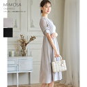 シアースリーブ切り替えワンピース【mimosa ミモザ】tocco closet(トッコクローゼット) アイスグレー ブラック 186-173296