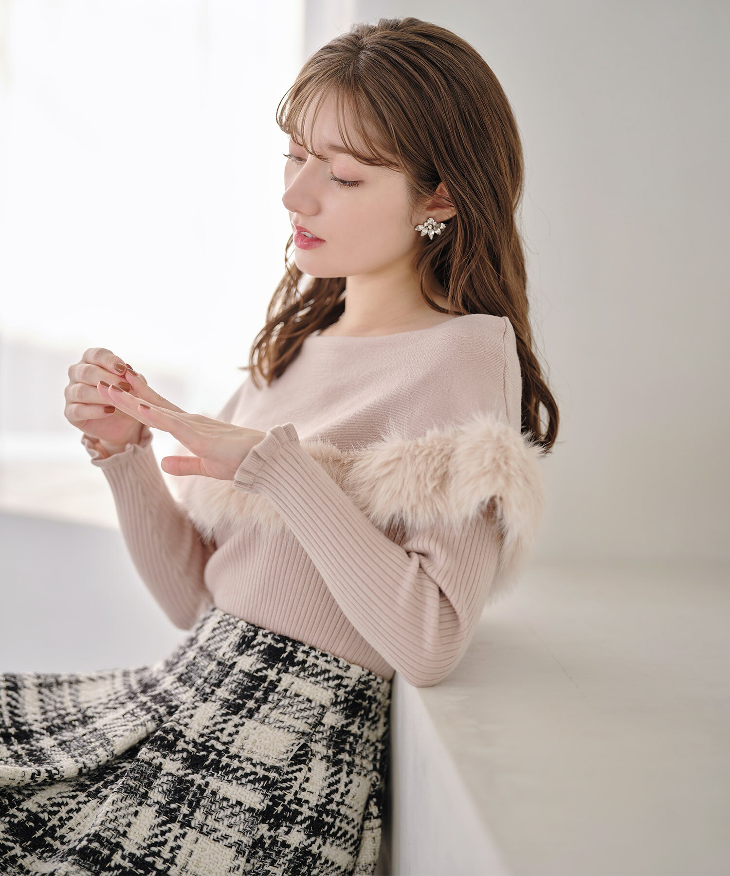 楽天市場】ファー（カラーピンク）（ニット・セーター｜トップス