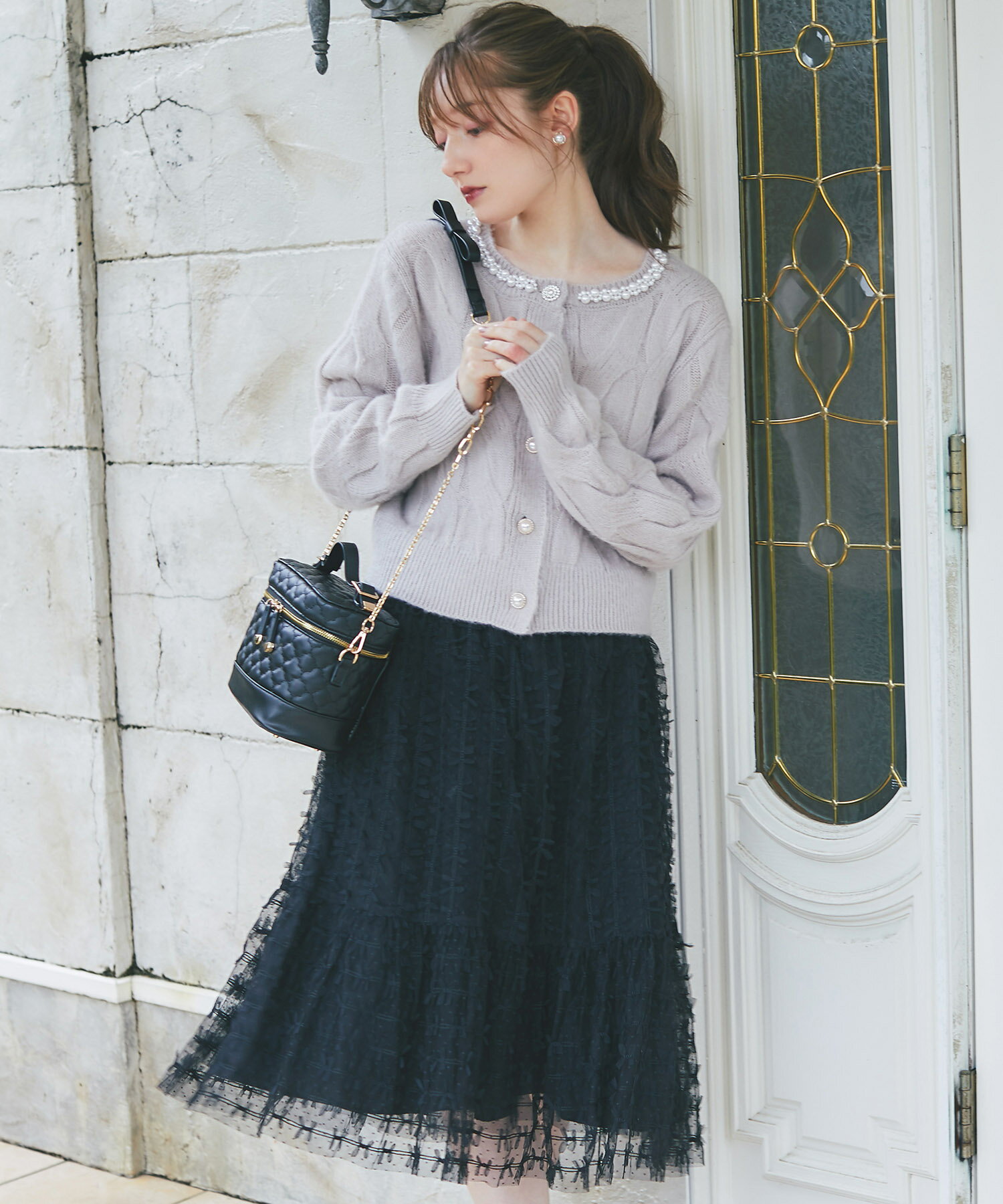 リボン×ドットチュールティアードスカート【peonelle ピオネル】tocco closet(トッコクローゼット)　グ..