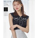 リボン付き配色スカラップブラウスtocco closet(トッコクローゼット)　ブラック オフホワイト 商品番号：186-183553