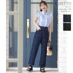 ビジューストーン付きデニムワイドパンツ【rispetto リスペット】tocco closet(トッコクローゼット)　※上西星来さんはインディゴ着用　インディゴ ブラック 186-182763