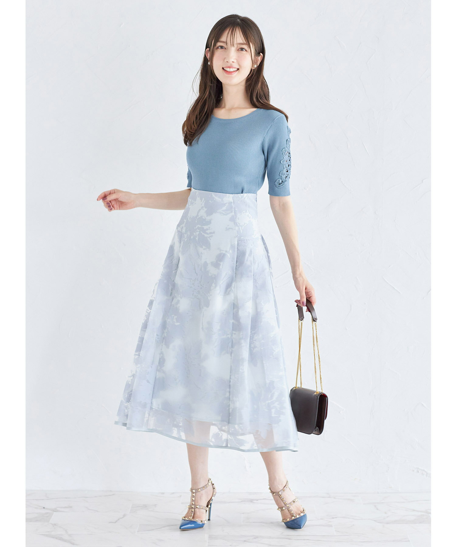 バックレースアップオパールフラワープリントフレアスカート【londer ロンダー】tocco clo