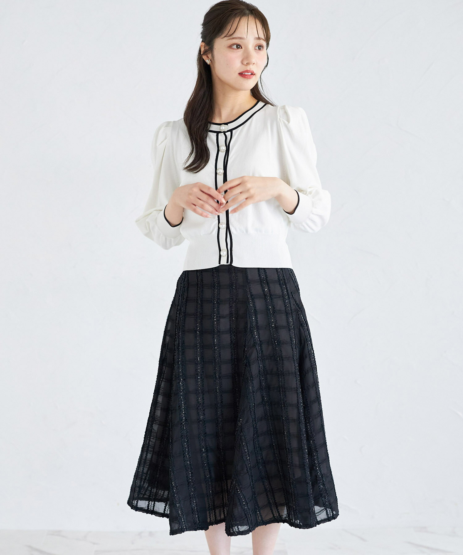 立体ラメ刺繍レースフレアスカート【calondy カロンディ】tocco closet(トッコクロー