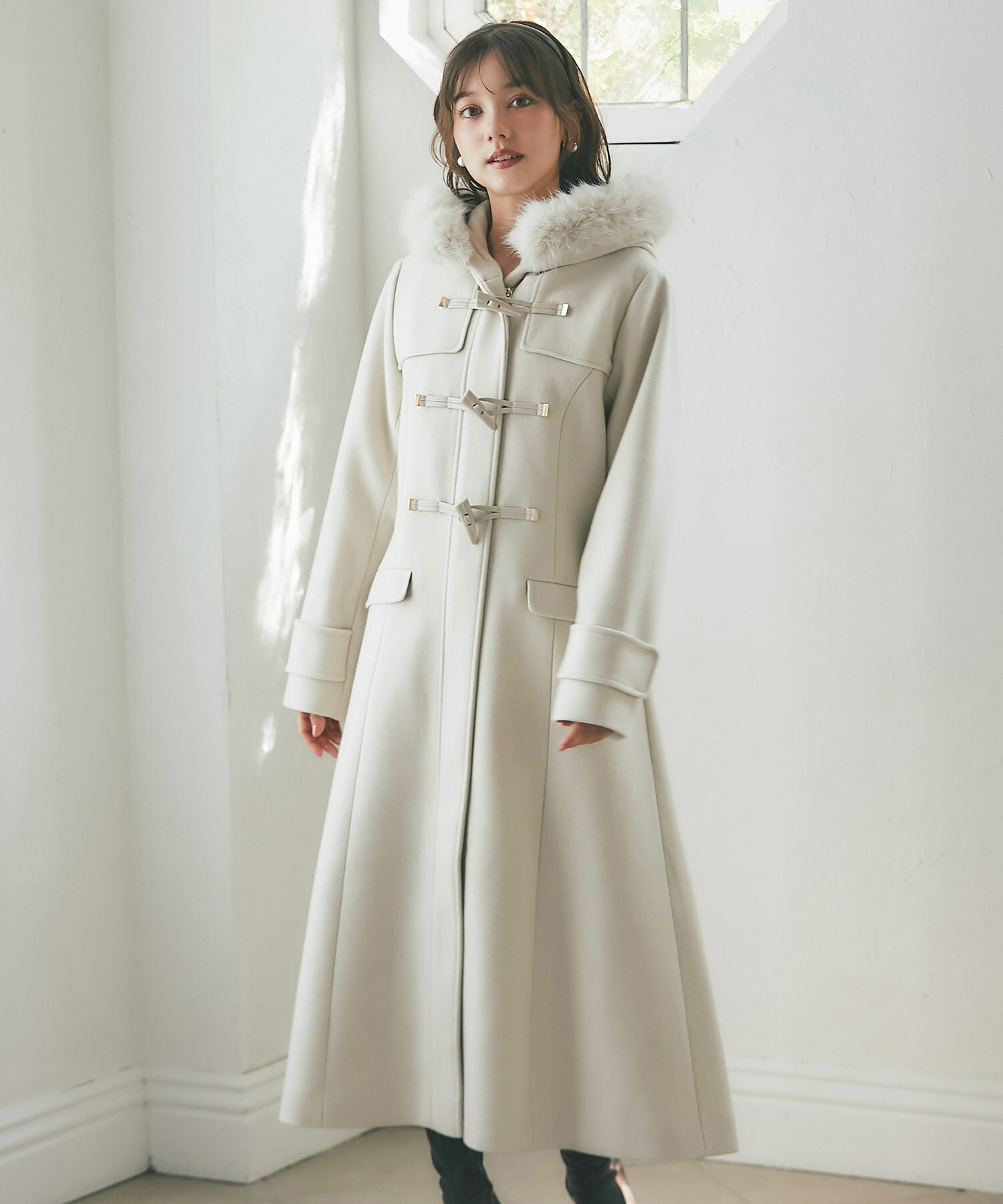 ロイヤルパーティー ROYAL PARTY ファー付ダッフルコート （ベージュ