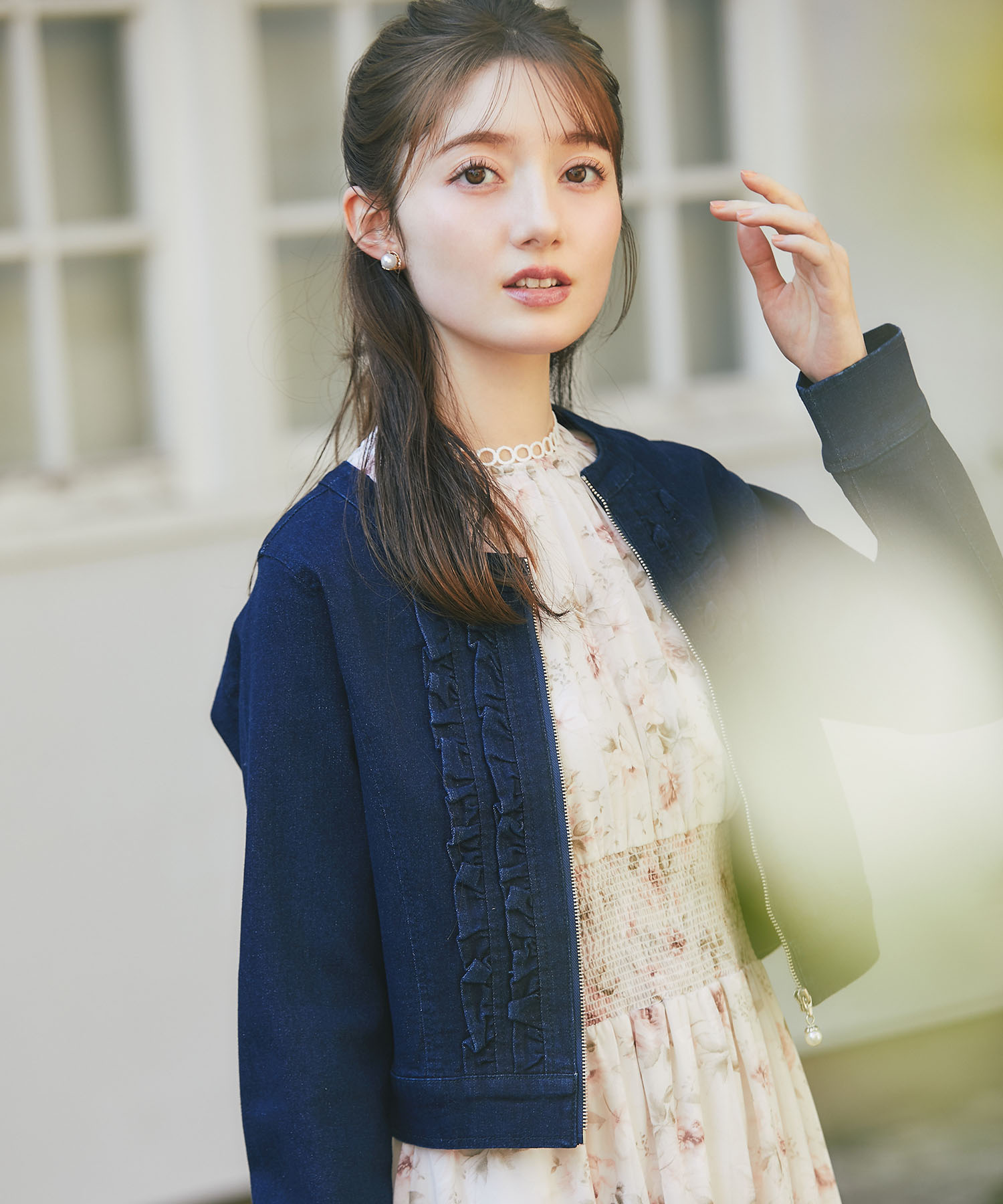 楽天市場】デニムジャケット フリル（コート・ジャケット｜レディース