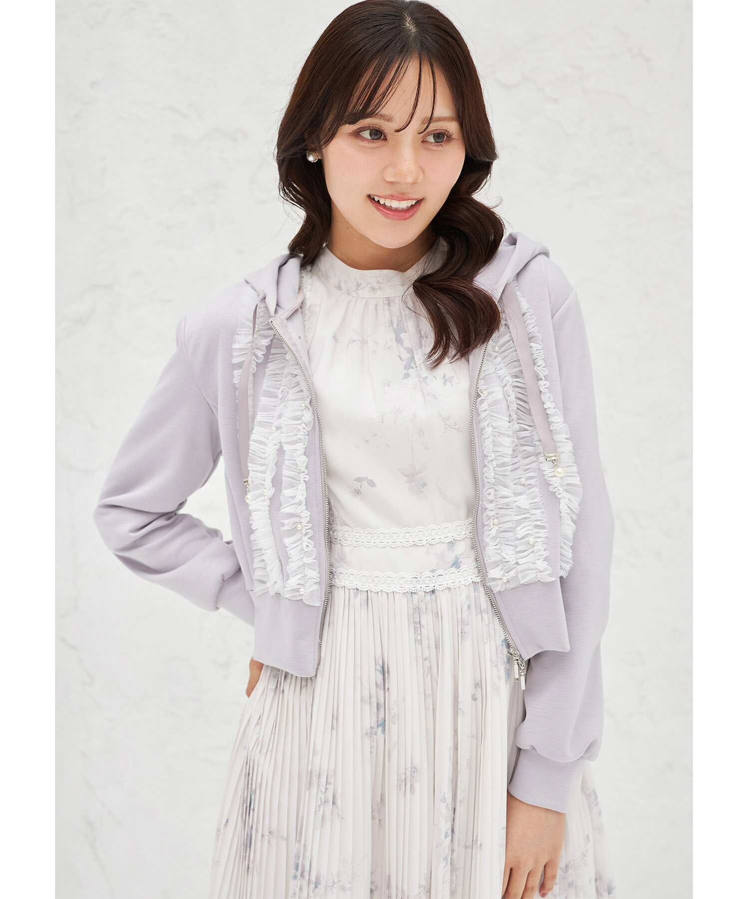 펄과 프론트 튤 프릴 파커 [felotta 페로타] tocco closet (토코 옷장) * 上西星来 씨는 아이스 그레이 착용 아이스 그레이 네이비 상품 번호 : 186-199324