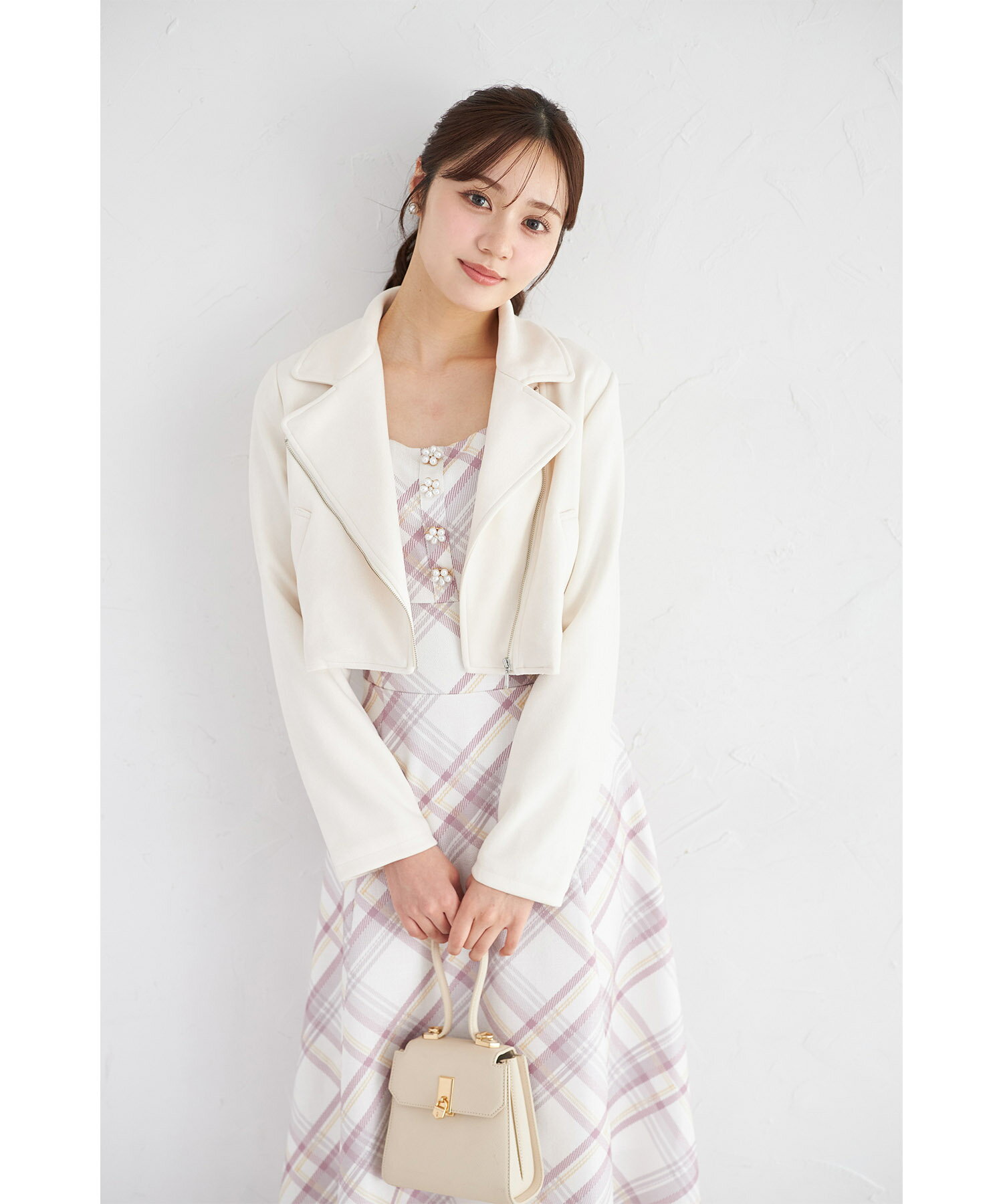 Rakuten - スエードライダースジャケットtocco closet(トッコクローゼット)　※松川星さんはラベンダー着用　 アイボリー ラベンダー グレージュ ピンクベージュ 商品番号：186-203605