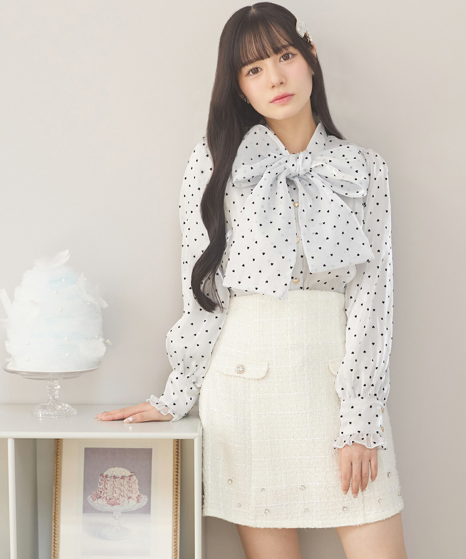 Rakuten - 【Suyunn(スユン)】インナーパンツ付きビジュー装飾ラメツイードミニスカート　アイスブルー アイボリー 商品番号：283-198620