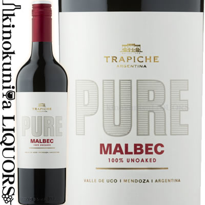 　Trapiche Pure Malbec トラピチェ / ピュア・マルベック 色赤ワイン 味わいフルボディ ヴィンテージ品名に記載 産地アルゼンチン メンドーサ 品種マルベック100％ ALC度数12.5％ 飲み頃温度16〜18℃ キャップ仕様 ◆醸造 発酵：ステンレスタンク、マロラクティック発酵実施 熟成：コンクリートタンク8ヵ月 ◆商品説明 【色】スミレがかった深い赤色 【香り】プラムやチェリーのような赤い果実のアロマ。 【味わい】凝縮された果実味とともに、まろやかなタンニンが上品に感じられ、エレガントな仕上がりとなっています。 ◆合う料理 ペンネ・アラビアータ、牛イチボ肉のローストなど 　TRAPICHE 　トラピチェ ◆アルゼンチン最大級の自社畑を有する、世界で愛されるワイナリー トラピチェは1883年、アルゼンチンのメンドーサに設立され、 「世界で最も賞賛されるアルゼンチンのブランドになる」ことを目指し、絶え間ない革新への探求により 世界中から高い評価を得てきました。現在では80ヵ国以上へ輸出されており、世界中で親しまれています。 ◆名誉ある評価多数獲得！ ドリンクス・インターナショナル誌の「世界で最も称賛されるワインブランド」において、5回にわたりTOP50入りしたのは、アルゼンチンではトラピチェのみでした（31位（2014年）、37位（2015年）、44位（2017年）、24位（2018年）、42位（2019年）。 さらに、ワインエンスージアスト誌のワイン・スター・アワードで「ワイナリー・オブ・ザ・イヤー」ニューワールド部門2019年を受賞するなど、長年にわたるトラピチェのチームとしての情熱、努力の結果が認められ、世界のトップワイナリーの1つとしての評価を確固たるものとしています。 ワインのヴィンテージについて こちらのアイテムは、予告なくヴィンテージが変更となる場合がございます。正確なヴィンテージが必要な場合は、購入される前にメールにてお問合せ下さいませ。※掲載画像はイメージです。お届けの品のラベルイメージ、ヴィンテージが異なる場合がございます。 メーカー希望小売価格はメーカーサイトに基づいて掲載しています。