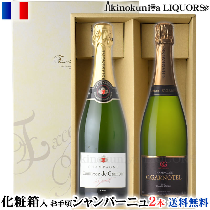 化粧箱入り お手頃シャンパーニュ2本セット(シャンパンセット) / フランス シャンパーニュ 各750ml / 白泡 CHAMPAGNE【送料無料】【送料込】【ギフト 贈り物】誕生日プレゼント 母の日 父の日 お中元 お歳暮に