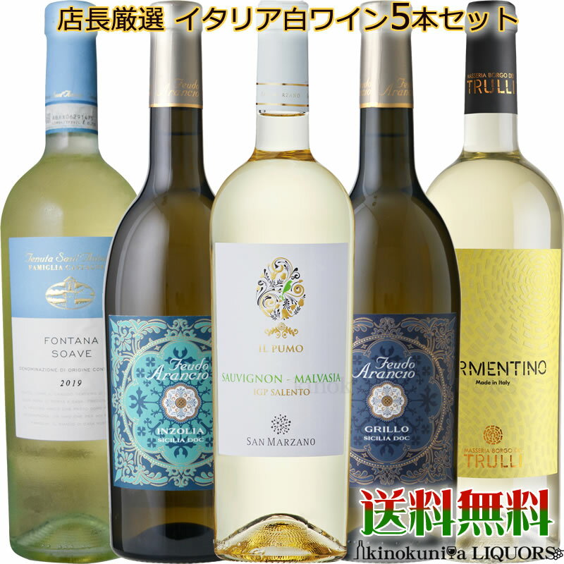 イタリア 白ワイン 5本セット 辛口 750ml ___第45弾___ イタリアの名産地から個性豊かな品種と風土を感じる銘柄をセットに
