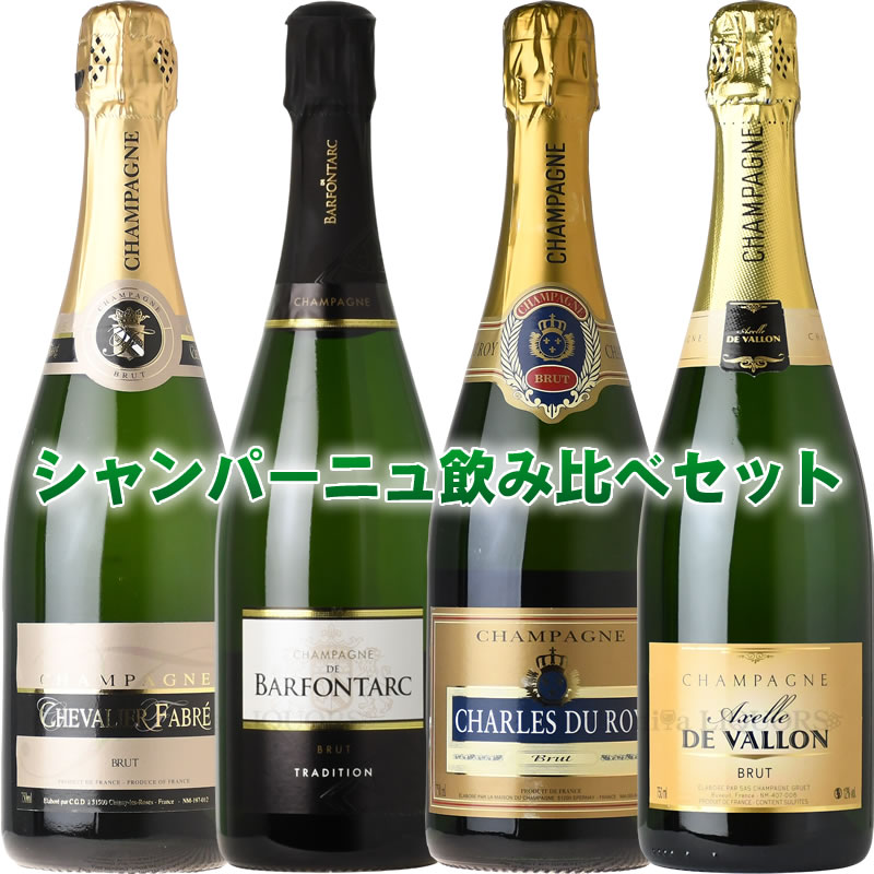 大興奮のシャンパーニュ4本セット (本物シャンパンのみ) フランス シャンパーニュ地方 CHAMPAGNE だけ..