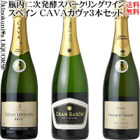 カヴァ CAVA おすすめセレクト3本セット [NV] スパークリングワイン 白 辛口 各750ml ／スペイン D.O.カヴァ／カバ 泡 発泡 スペインワインセット スパークリングワインセット