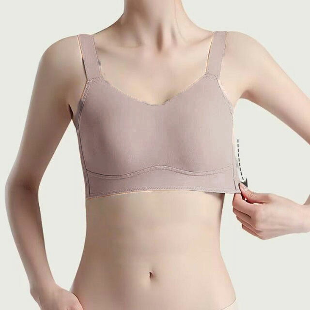 胸が小さく見えるブラ ブラジャー 着痩せ ブラ 大きな胸を小さく見せるブラ レディース ノンワイヤー ゆれない 揺れない 脇高 補正下着 大きいサイズ インナー かわ 補正 設計 背中 tocho-shop21-10009027 江熊商事 サンプル画像3