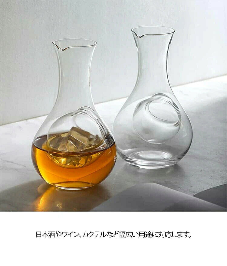 氷ポケット付き ガラス製 460ml 冷酒器 徳利 冷酒カラフェ クリア 耐熱 おしゃれ ...