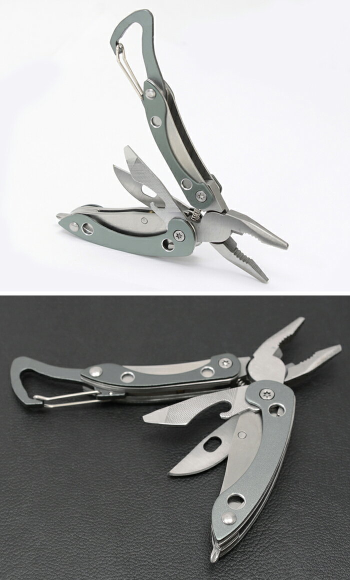 折りたたみ式 ミニマルチツール 便利なカラビナ式クリップ収納 / ナイフ プライヤー 多機能 軽量 折り畳み コンパクト 収納ポーチ付き 送料無料通販格安セール情報 楽天 通販