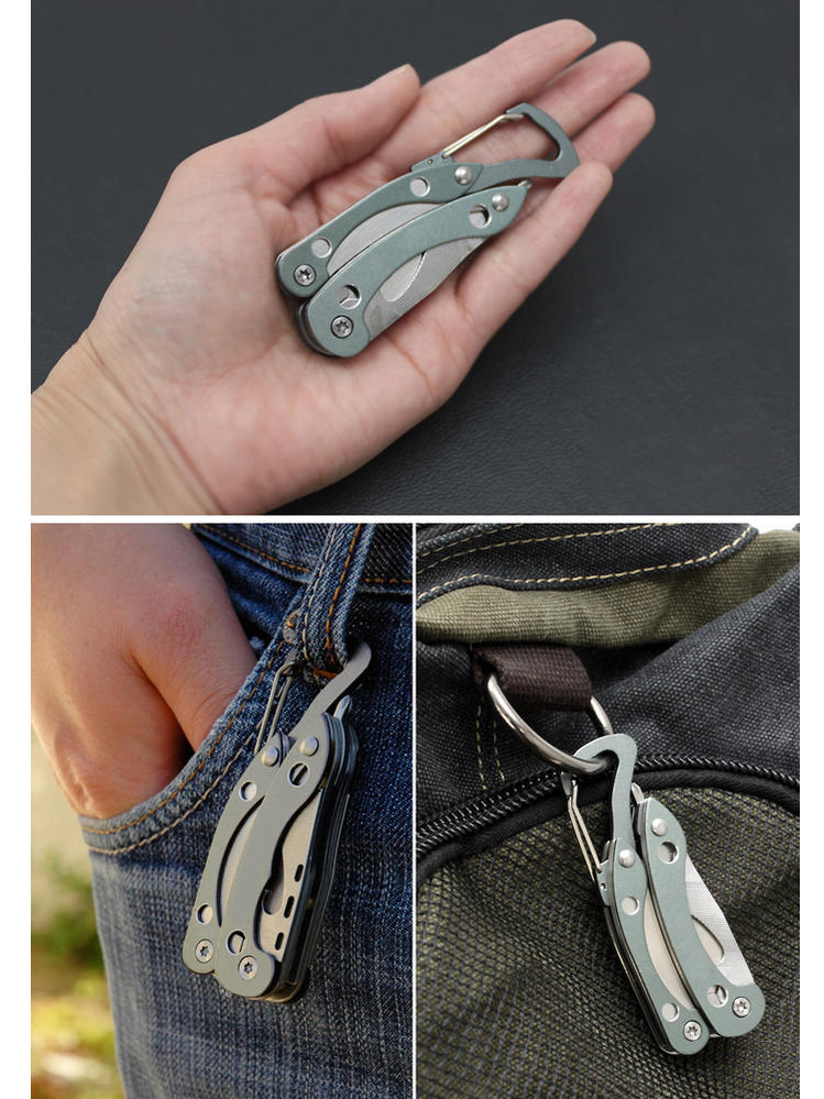 折りたたみ式 ミニマルチツール 便利なカラビナ式クリップ収納 / ナイフ プライヤー 多機能 軽量 折り畳み コンパクト 収納ポーチ付き 送料無料通販格安セール情報 楽天 通販