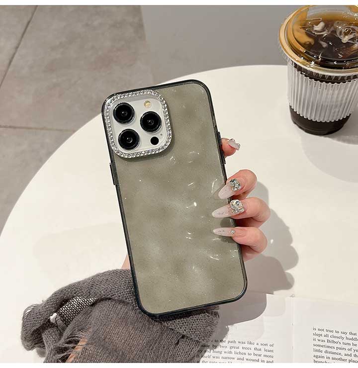 iPhone17 케이스 반짝이 iPhone17Air 케이스 세련된 귀여운 아이폰 케이스 iPhone16 케이스 아이폰 커버 iPhone15 케이스 iPhone14 케이스 카메라 렌즈 보호 울퉁불퉁한 라인 스톤 라메 반짝이 화이트 핑크 여자 귀여운 고급
