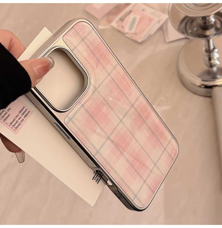 iPhone17ケース チェック柄 ぷっくり 3D スマホケース アイフォン16Pro フレンチガ...