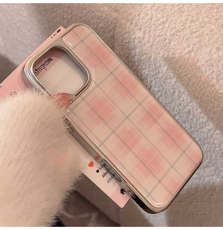 iPhone17ケース チェック柄 ぷっくり 3D スマホケース アイフォン16Pro フレンチガ...