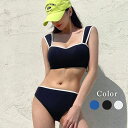 【一部即納】スポーツミックス バイカラー ビキニ レディース シンプル セパレート ワイドストラップ 体型カバー 着やせ 水着 2025新作 海 プール 大人可愛い オトナ女子 映え 水着 フェス おしゃれ 旅行 韓国風 体型カバー水着 ビーチファッション