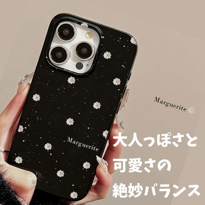 楽天市場】iphoneケース フラワー ブラック 花の通販