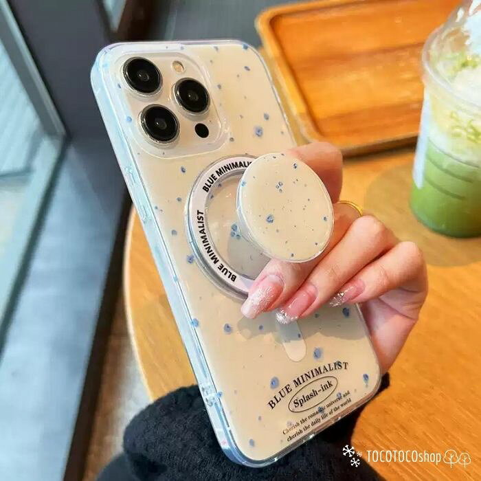 マグセーフ対応グリップ付き スマホケース iPhone17プロマックスケース カード入れ 韓国風 携帯ケース iPhone17 17Pro 16 16Pro 16ProMax 15 15Pro 15ProMax 14 14Pro 14ProMax 13 13Pro ホワイト ぷっくり マグネット式グリップ対応 MagSafe対応カードケース 透け感