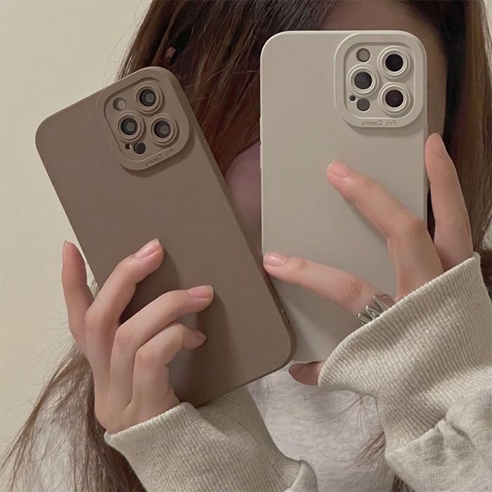 iPhoneケース スマホカバー 雑貨 女子 女の子 マットカラー アイボリー/モカブラウン iPhone15 iPhone14 iPhone13 iPhone12 iPhone11 Plus Pro Max Plus ケース