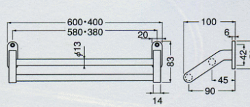 シロクマ 白熊印・フラット二段タオル掛け BT-41 400mm(日曜大工 diy リフォーム タオル掛け タオルかけ トイレ 浴室 洗面所 キッチン 通販)