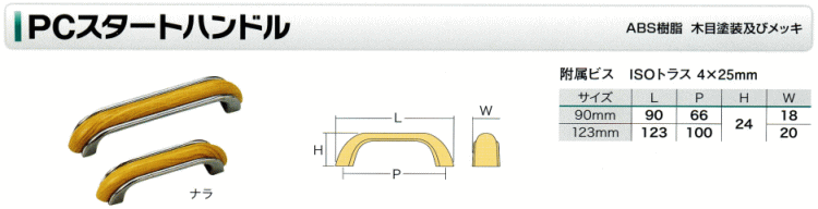 アイワ金属 PCスタートハンドル　123mm(ビスピッチ=100mm) 2