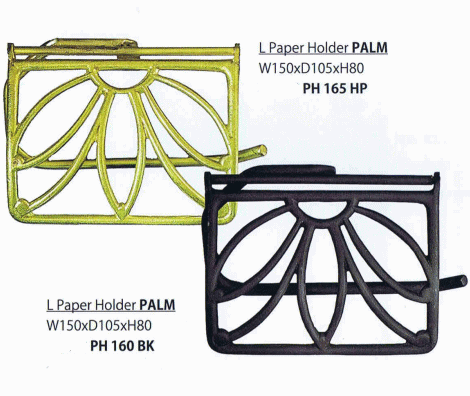 DUVE PH160BK(仕上色：ブラック)　真鍮製 トイレットペーパーホルダー L Paper Holder PALM (ペーパーホルダー アンティーク調 アイアン雑貨 紙巻器 サニタリー おしゃれ）のサムネイル
