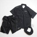 【サマーセール30%OFF】California Sportswear カリフォルニアスポーツウェア ナイロンミリタリーセットアップ3点セット(半袖シャツ+ショ...
