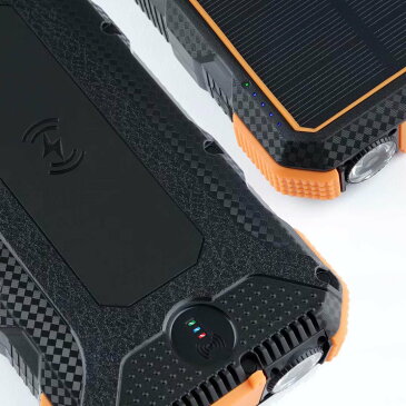 ソーラー充電器 20000mAh 大容量 LEDライト ポータブル スマートフォン ワイヤレス充電 置くだけ充電 スマホ充電器 急速充電 ソーラーチャージャー 太陽光 type c タイプC iPhone/Android/Galaxy対応