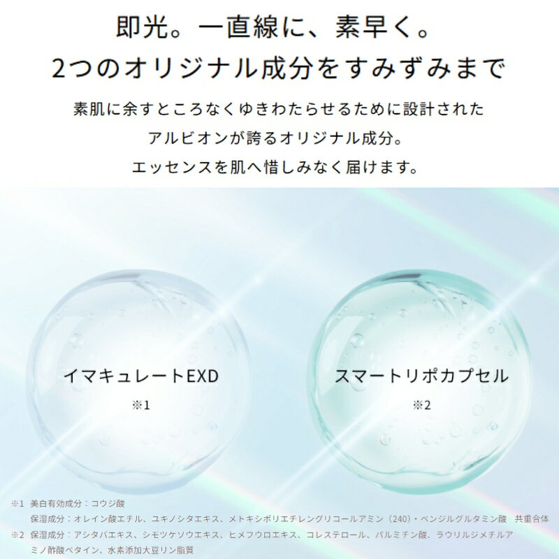 ネコポス速達！アルビオン エクシア ブライトニング イマキュレート セラム Z 1.5ml*4枚 本体4本分相当 美白美容液 医薬部外品 リニューアル新発売 いち早くお試し サシェサンプル トラベルサイズ 美白有効成分 透明感 シミ・ソバカス対策 うるおい ALBION albion toeikazoku-10001509 WIN-WIN LIFE【楽天市場店】 サンプル画像2