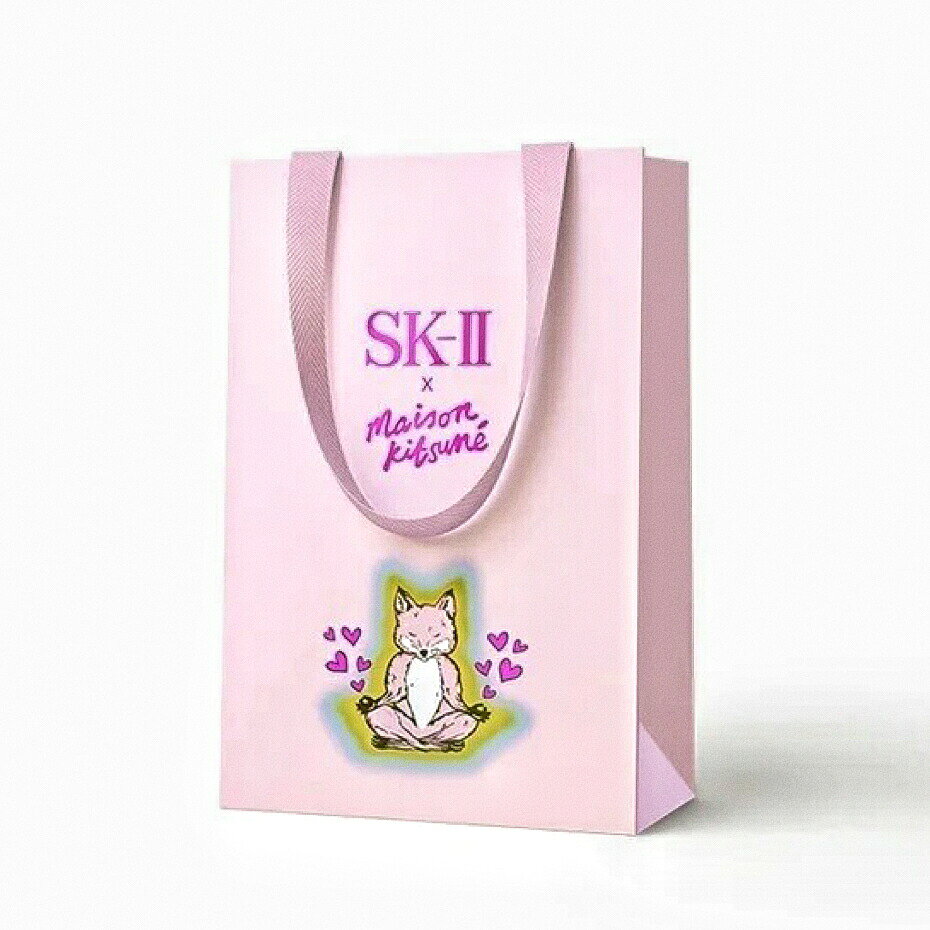 エスケーツー SK-II SK2 純正 正規ショッパー 正規店ペーパーバッグ 紙袋 ブランド紙袋 ショッパー ブランドショッパー ショッピングバック ショップ袋 ショッピング袋 1枚 ギフト プレゼント ラッピング 母の日限定 数量限定 MAISON KITSUNÉ ピンクKitsune きつね キツネ