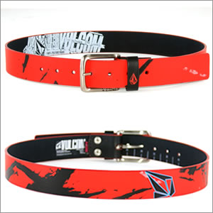 【VOLCOM】ボルコムMEN'S BELT（ベルト）REDPVC（ポリ塩化ビニル）ベルト29〜35inch対応