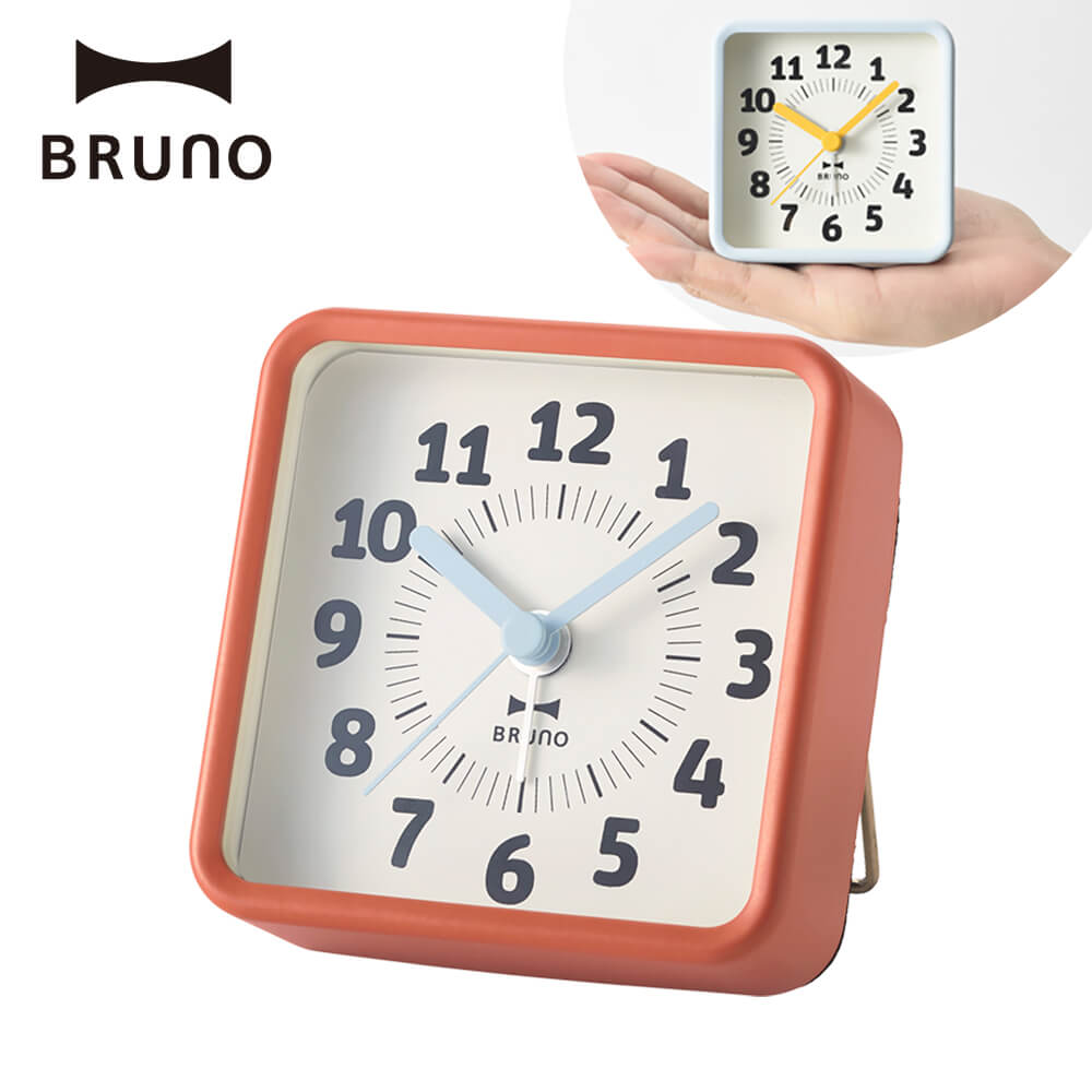 BRUNO（ブルーノ） 時計 BRUNO レトロポップアラームクロック 卓上時計 置き型 クロック 時計 コンパクト 手のひらサイズ アラーム 機能付き スタンド 携帯用 持ち運び 出張 旅行 勉強 オフィス デスク スクエア 四角 かわいい おしゃれ 贈り物 一人暮らし ブルーノ