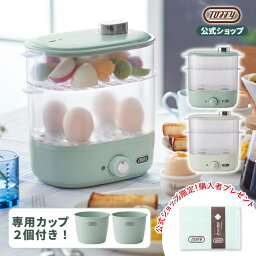 フードスチーマー Toffy 電気蒸し器 フードスチーマー 電動 せいろ 蒸篭 蒸し料理 スチーマー 蒸す 調理 家電 スチームクッカー ヘルシー 温野菜 サラダチキン ゆで卵 コンパクト 小さい 簡単 操作 2段調理 カップ付き ギフト プレゼント トフィー