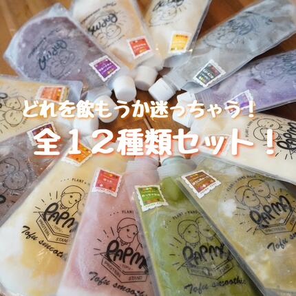 豆腐スムージー 全12種類セット スムージー PAPMA 豆腐 豆乳 大豆 ナタデココ 果物 腸活 タンパク質 バナナ 冷凍スムージー ダイエット 腸活 ビーガン ヴィーガン 安心安全 無添加 砂糖不使用 置き換えダイエット プロテイン 出産祝い プレゼント お中元 お歳暮 内祝い