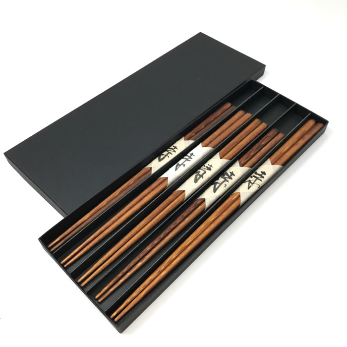 【お箸のセット】能登ヒバのお箸（4膳）菜箸（1膳）セット 拭き漆 化粧箱入取り箸/取箸/輪島/職人/あての木/日本製/国産/シンプル/送料無料