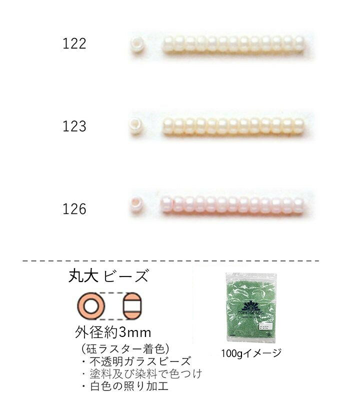 丸大ビーズ 3mm(ギョクラスター着色)　NO.122〜126 100g 大容量パック　(NO.122 123 126 )　【トーホービーズ公式：ファクトリー直送】 (TOHO グラスビーズ パーツ)