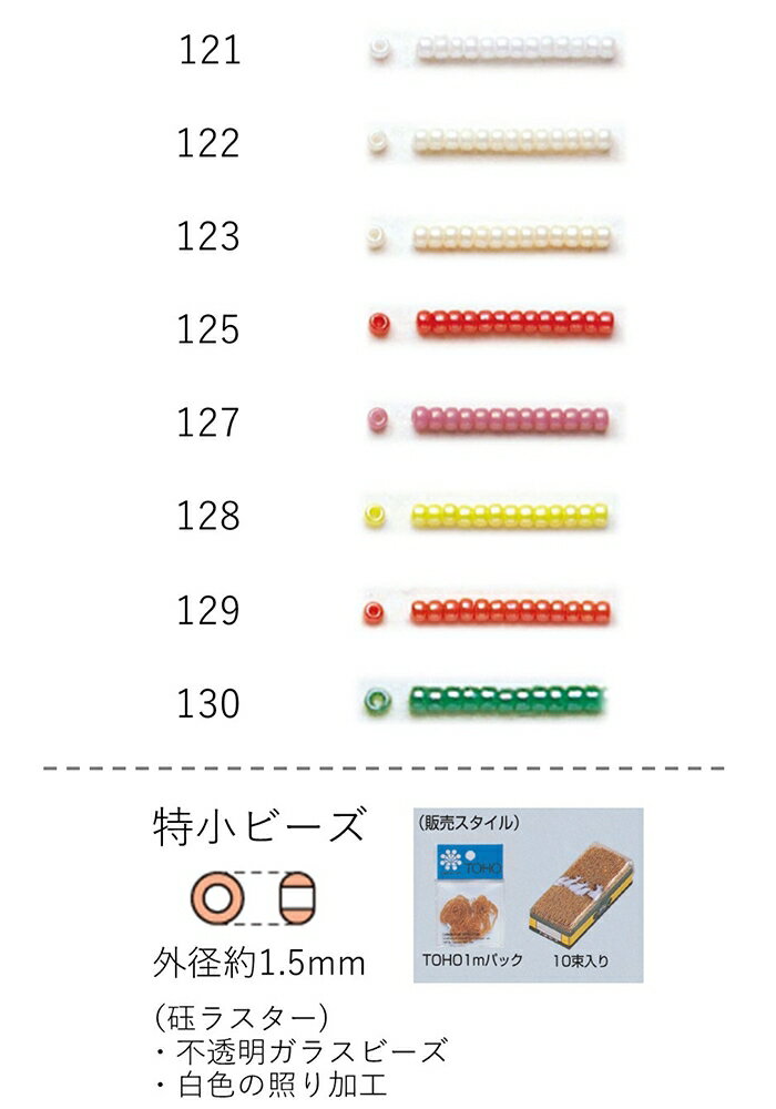 特小ビーズ (外形：1.5mm) ギョクラスター 糸通し1mパック(約960粒) (NO.121 122 123 125 127 128 129 130) 【トーホービーズ公式：ファクトリー直送】 (TOHO グラスビーズ パーツ)