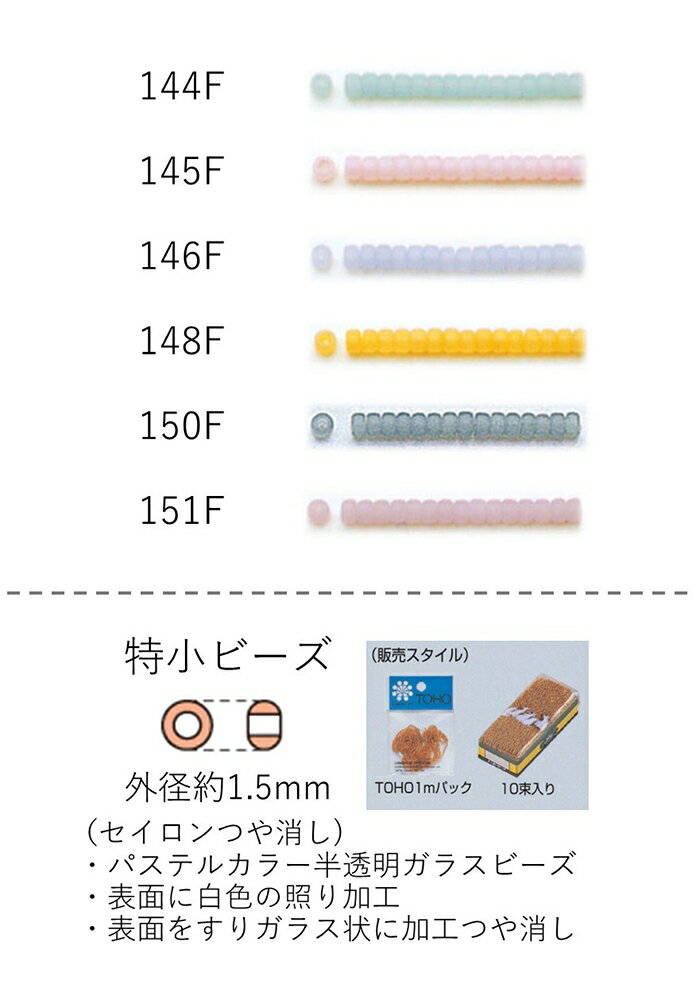 特小ビーズ (外形：1.5mm)　セイロンつや消し　糸通し1mパック(約960粒) (NO.144F 145F 146F 148F 150F 151F)　 (TOHO グラスビーズ パーツ)