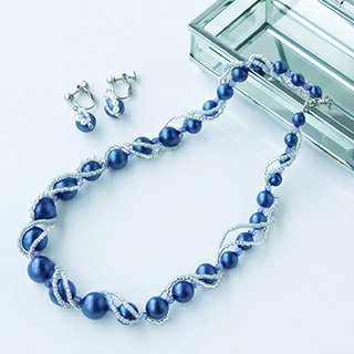 【お買物マラソン限定20％OFFクーポン★2/23 01:59まで】ネイビーイヤリング&ネックレス【トーホービーズ公式：ファクトリー直送】卒業式 アクセサリー パール 春 入学式 ママコーデ