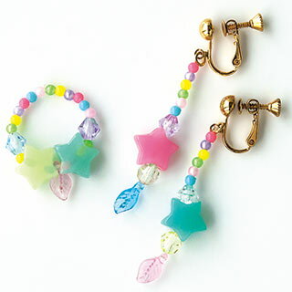 流れ星アクセサリー　イヤリング&リング　【トーホービーズ公式：ファクトリー直送】キッズ向けキット