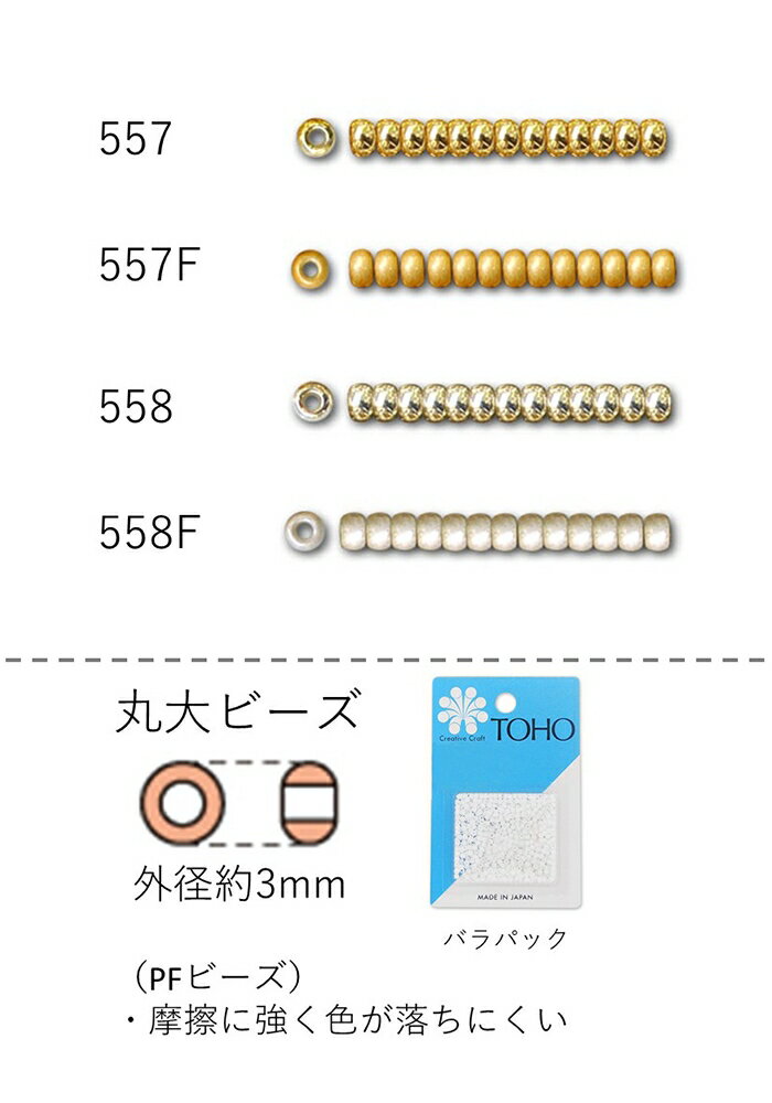 丸大ビーズ 3mm(PFビーズ)　NO.PF557〜PF558F バラパック 7g 250粒　(NO.PF557 PF557F PF558 PF558F)　 (TOHO グラスビーズ パーツ)