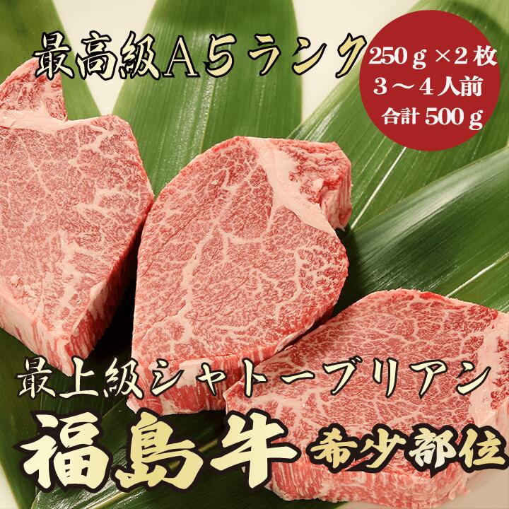 【福島牛 シャトーブリアン 合計500g (250g×2枚) 3~4人前 A5ランク】福島牛 肉 黒毛和牛 シャトーブリアン ステーキ 希少部位 牛肉 贈答品 ギフト 御祝 お祝い 内祝 誕生日 御礼 お礼 御返し お返し 景品 記念日 母の日 父の日 お中元 御中元