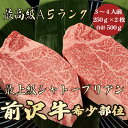 【★送料無料★前沢牛　最高級A5ランク　シャトーブリアン合計500g　250g×2枚　3～4人前】前沢牛　和牛　黒毛和牛 シャトーブリアン　ステーキ　希少部位　牛肉　A5　高級　贈答品 ギフト　お祝い　内祝　誕生日　御礼　景品　母の日　父の日　お中元